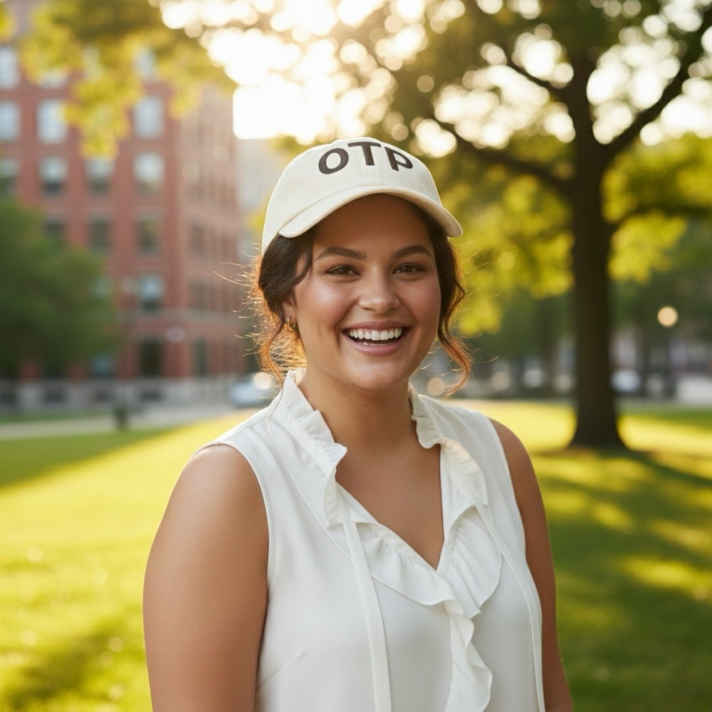Cream Antiqued Baseball Cap with Black OTP Embroidery